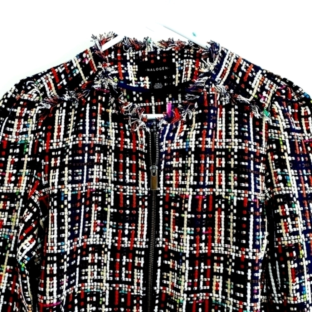 NEW Halogen Multi Colored Tweed Drawstring Waist Jacket - Picture 5 of 11